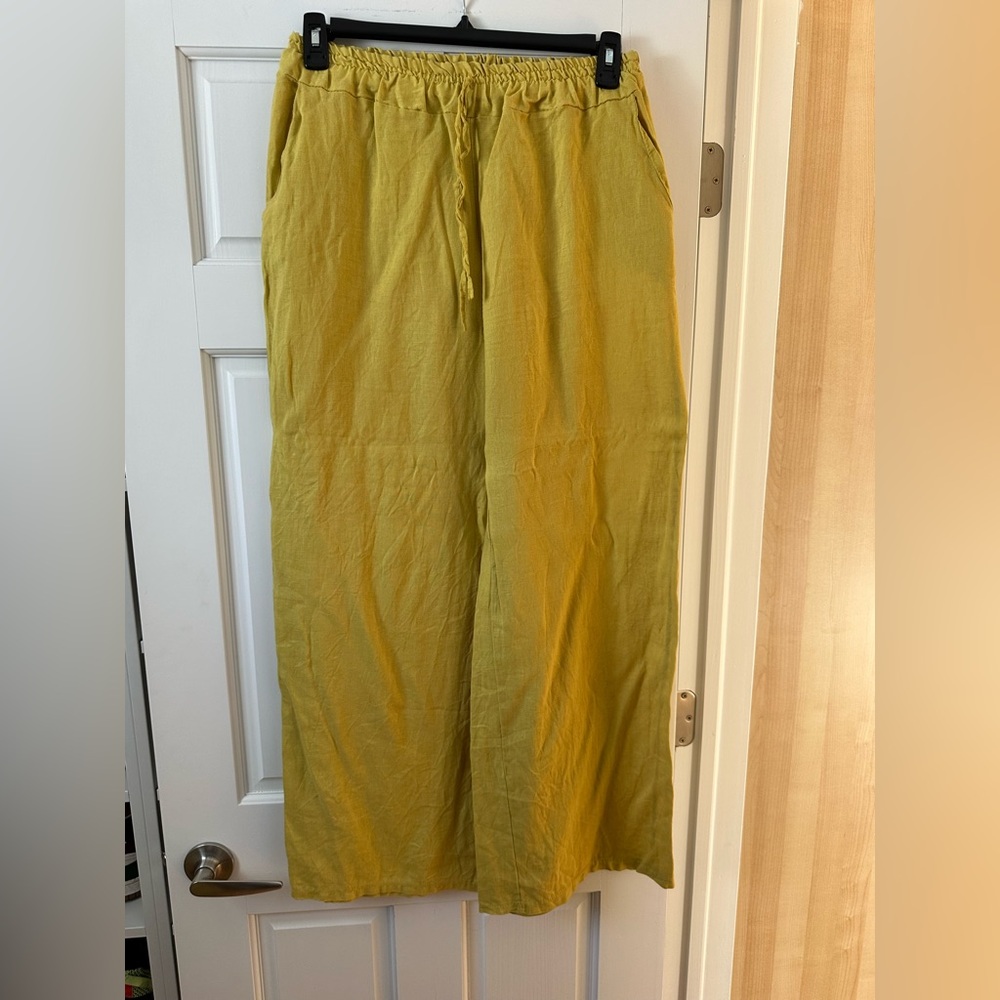 Vibrant Yellow Linen Drawstring Pants